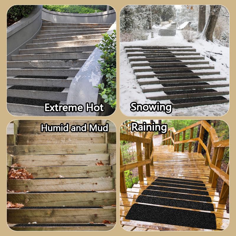 CHUANGSEED 12-Pack Non-Slip Stair Traction Tape 4''x30'' -80 Grit Outdoor Treads Grip Tape- Waterproof Heavy Duty Anti Skid Strips for Steps,Deck,Staircase - Image 3